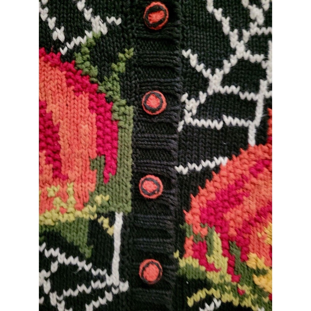 Vintage Tiara Cottage Embroidered Knit Sweater Vest Halloween Women's Large 90's - Picture 6 of 9